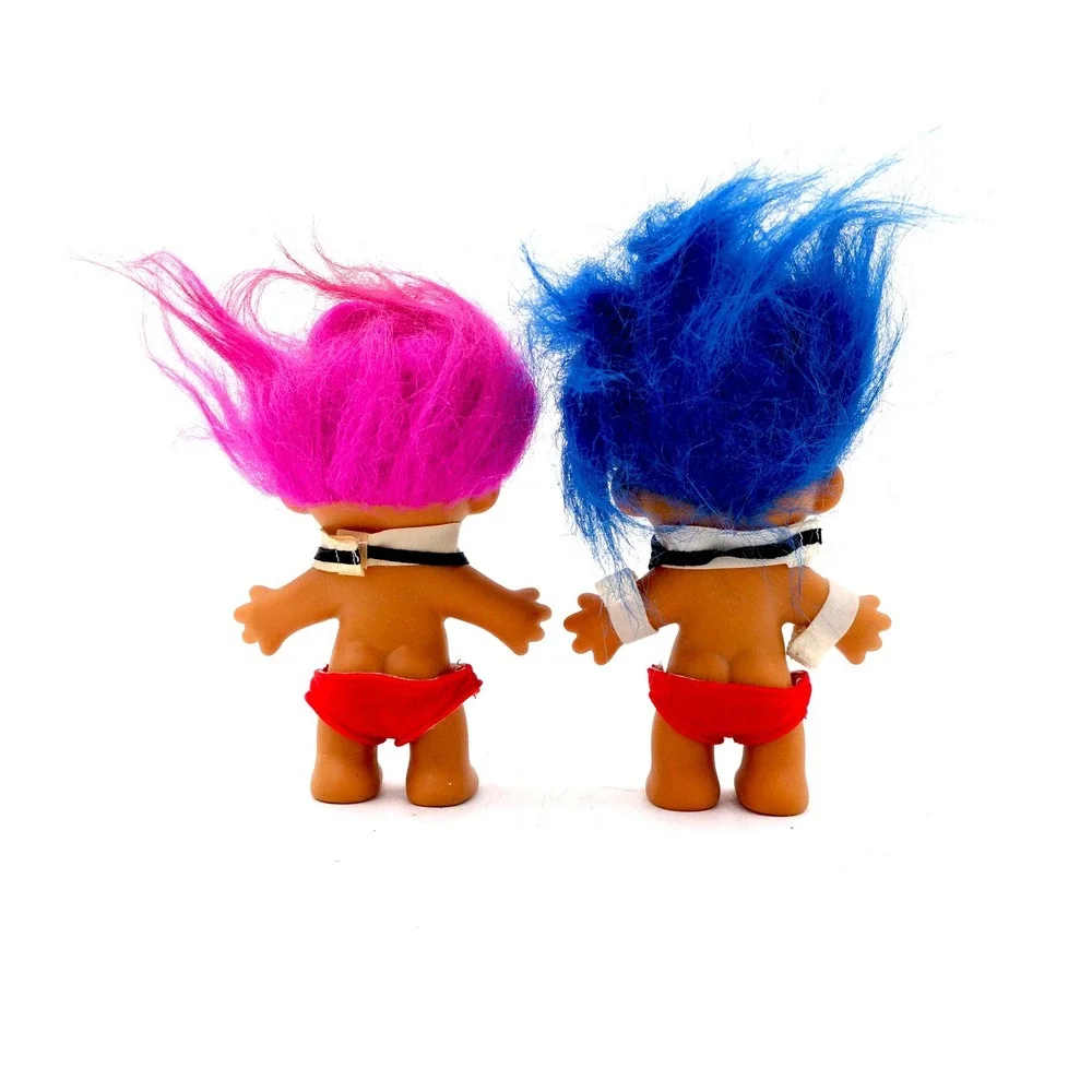 Vintage Russ Chippendale Troll Pair – 1990s Dancer Troll Dolls‎ Set Bowtie